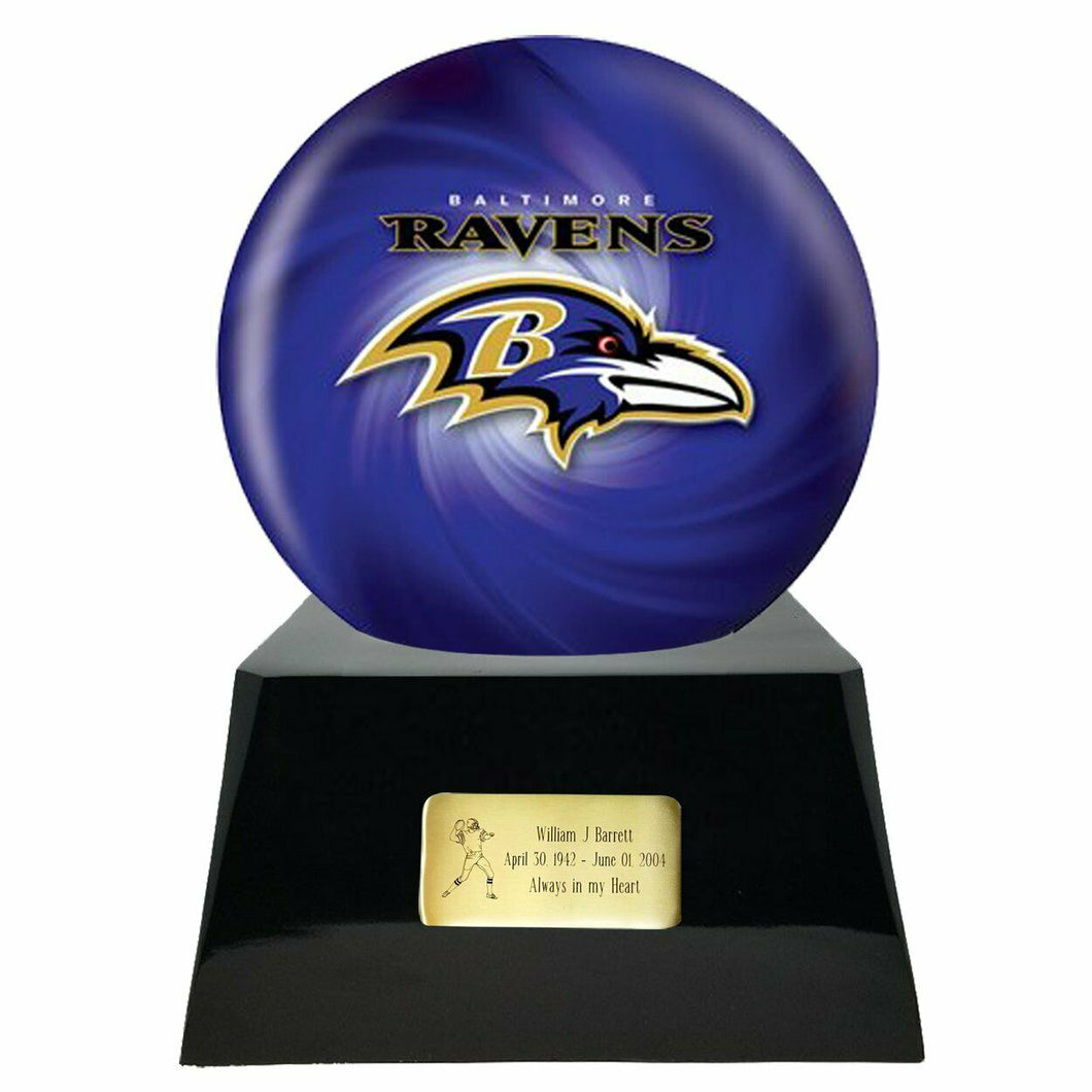 Large/Adult 200 Cubic Inch Baltimore Ravens Metal Ball on Cremation Urn Base
