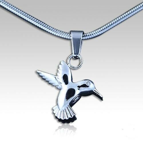 Stainless Steel Hummingbird Funeral Cremation Urn Pendant