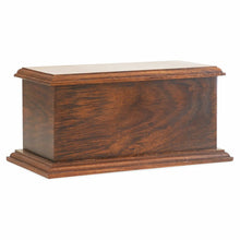 Load image into Gallery viewer, Small/Keepsake 80 Cubic Inch Blue Resting Angel Wood Cremation Urn for Ashes
