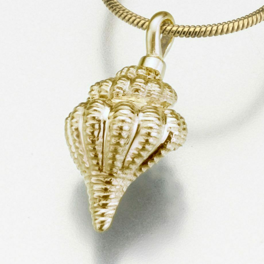 Gold Vermeil Conch Shell Memorial Jewelry Pendant Funeral Cremation Urn