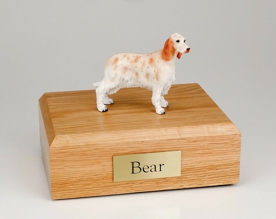 English Setter Pet Funeral Cremation Urn Avail. in 3 Different Colors & 4 Sizes