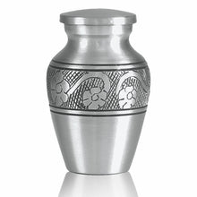 Load image into Gallery viewer, Small/Keepsake 4 Cubic Inches Pewter Flower Ring Brass Cremation Urn for Ashes
