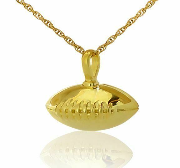 18K Solid Gold Football Pendant/Necklace Funeral Cremation Urn for Ashes