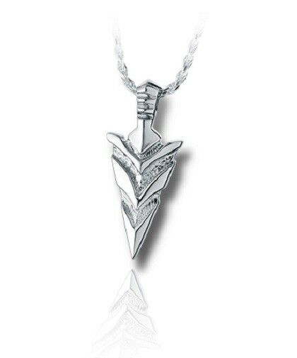 Sterling Silver Arrow Head Funeral Cremation Urn Pendant for Ashes w/Chain