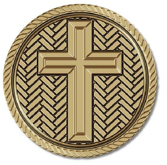 Cross Herringbone Medallion for Box Cremation Urn/Flag Case - 2 Inch Diameter