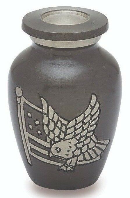 American Flag Eagle Aluminum Keepsake Cremation Urn For Ashes, 3 Cubic Inches