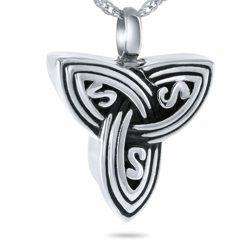 Tri-Celtic Stainless Steel Pendant/Necklace Funeral Cremation Urn for Ashes
