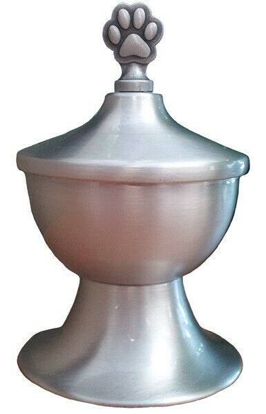 Small/Keepsake 10 Cubic Inch Pewter Pluto Pawprint Pet Cremation Urn for Ashes