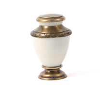 Load image into Gallery viewer, Heart Keepsake Aluminum &amp; Brass White Cremation Urn for Ashes, 3 Cubic Inches
