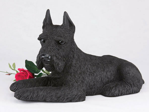 Large 221 Cubic Inches Black Schnauzer Resin Urn for Cremation Ashes, Ears Up
