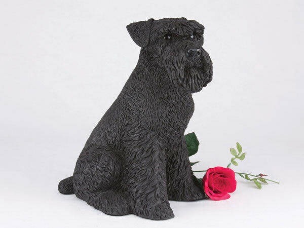 Large 123 Cubic Inches Black Schnauzer Resin Urn for Cremation Ashes, Ears Down