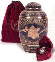 Load image into Gallery viewer, Set of Adult (202 cubic inch) &amp; Keepsake (3 inch) Brass Funeral Cremation Urns
