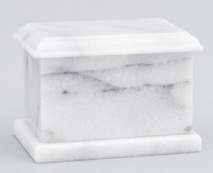 Small/Keepsake 1 Cubic In. White Evermore Rectangle Natural Marble Cremation Urn