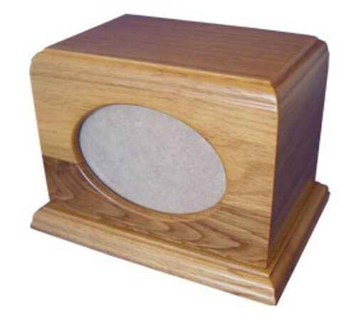 Small/Keepsake Brown Wood 60 Cubic Inches Funeral Cremation Urn with Photo Frame