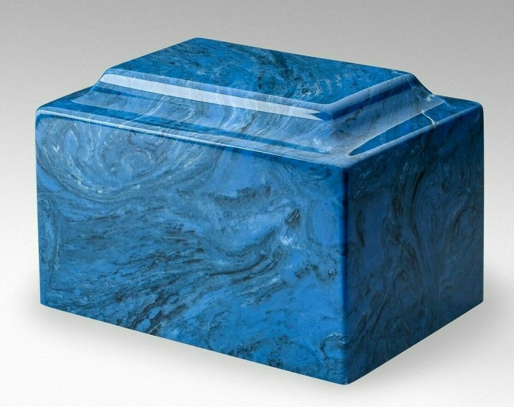 Classic Marble Mystic Blue Oversized 325 Cu. In. Cremation Urn, TSA Approved