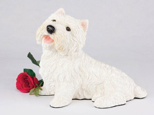 Large 140 Cubic Inches White West Highland Terrier Resin Urn for Cremation Ashes