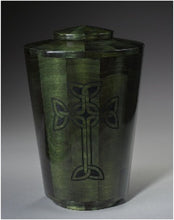 Load image into Gallery viewer, Iona Cross Poplar Wood Adult Funeral Cremation Urn, 210 Cubic Inches
