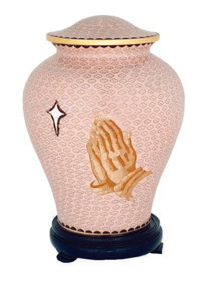 Large/Adult 210 Cubic Inches Praying Hands Cloisonne Cremation Urn for Ashes