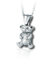 Load image into Gallery viewer, Sterling Silver Teddy Bear Funeral Cremation Urn Pendant for Ashes w/Chain
