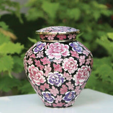 Load image into Gallery viewer, Large/Adult Filigree Cloisonné Floral Pink Funeral Cremation Urn For Ashes
