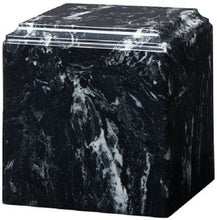 Load image into Gallery viewer, Large/Adult 280 Cubic Inch Black Marlin Cultured Marble Cube Cremation Urn
