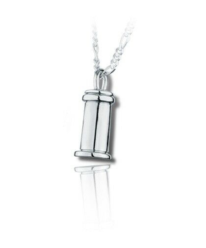Sterling Silver Small Traditional Funeral Cremation Urn Pendant w/Chain