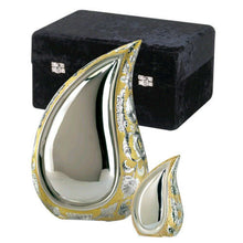 Load image into Gallery viewer, Adult Size, Tear Drop Shaped Solid Brass Funeral Cremation Urn, 170 Cubic Inches
