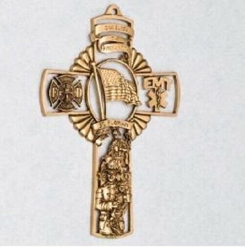 Brass Cross Applique for Funeral Round Cremation Urn, Pewter Also Available