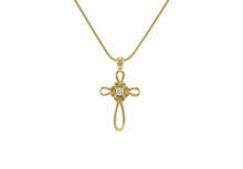 Load image into Gallery viewer, Stainless Steel/14K Gold Plated Bronze Cross Funeral Cremation Pendant w/chain
