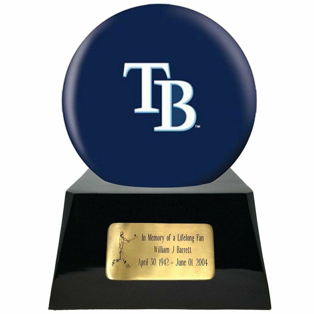 Large/Adult 200 Cubic Inch Tampa Bay Rays Metal Ball on Cremation Urn Base