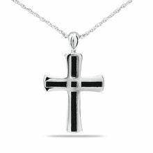 Load image into Gallery viewer, Sterling Silver Men&#39;s Cross Chain Link Pendant Funeral Cremation Urn w/necklace
