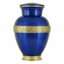 Load image into Gallery viewer, Large/Adult 220 Cubic Inches Blue Brass Funeral Cremation Urn for Ashes

