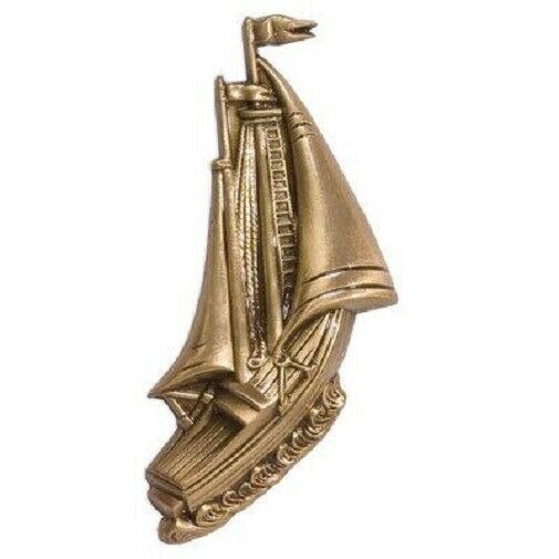 Brass Sailing Boat Applique for Round Cremation Urn, Pewter Also Available