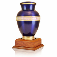 Load image into Gallery viewer, Large/Adult 220 Cubic Inches Blue Brass Funeral Cremation Urn for Ashes
