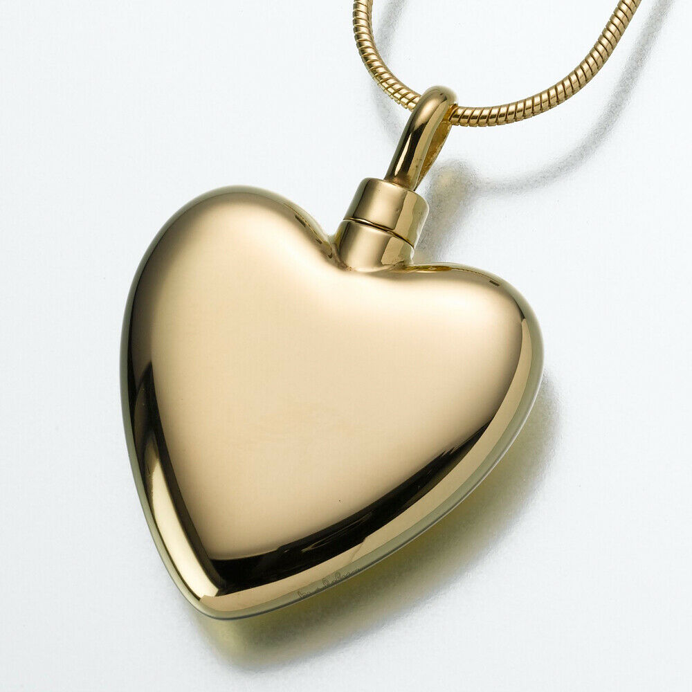 Gold Vermeil Large Heart Memorial Jewelry Pendant Funeral Cremation Urn