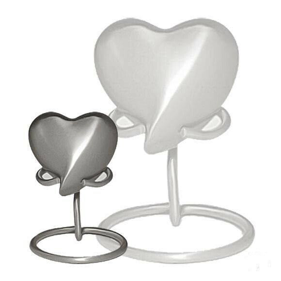 Small/Keepsake 5 Cubic Inch Classic Pewter Heart Brass Funeral Cremation Urn