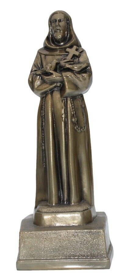 Small/Keepsake Cubic 55 Inch Antique Bronze St Francis Funeral Cremation Urn