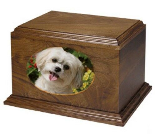 Brown Wood 60 Cubic Inches Funeral Cremation Urn for Ashes with Photo Frame