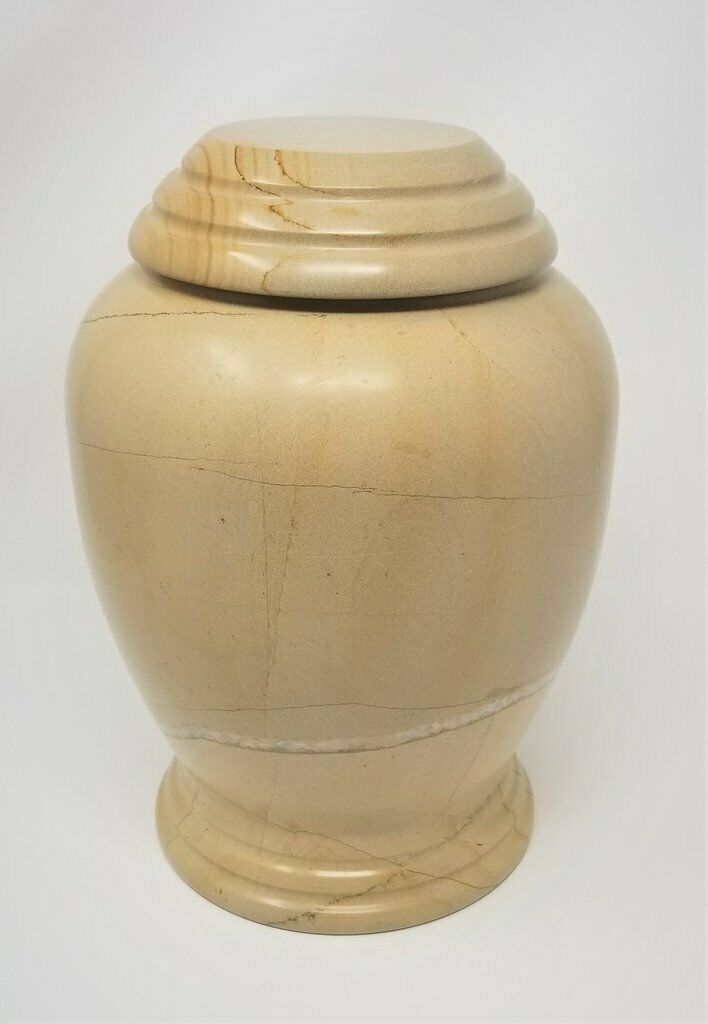 Large/Adult 210 Cu. Inch Wood Marble Kylix Natural Marble Funeral Cremation Urn