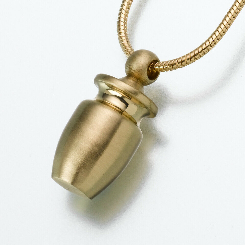 Small Urn Pendant Brass Color Memorial Funeral Cremation Jewelry Urn For Ashes