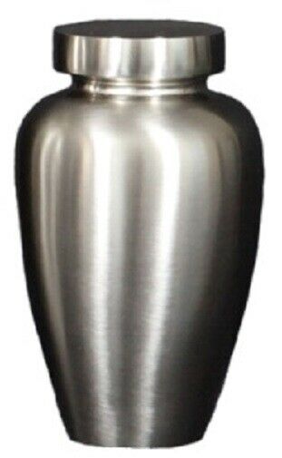 Small/Keepsake 38 Cubic Inch Brushed Nickel Spartan Funeral Cremation Urn
