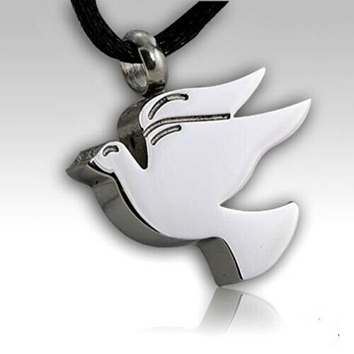Stainless Steel Dove Funeral Cremation Urn Memorial Pendant Jewelry