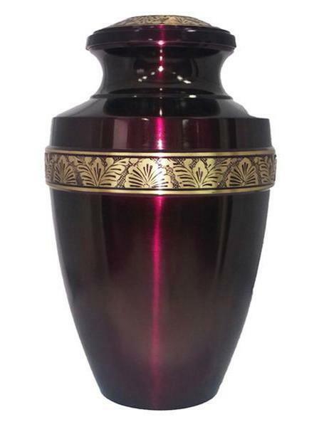 Large/Adult 200 Cubic Inch Merlot Aluminum Funeral Cremation Urn for Ashes