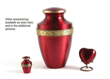 Load image into Gallery viewer, Heart Keepsake Brass Crimson Funeral Cremation Urn for Ashes, 3 Cubic Inches
