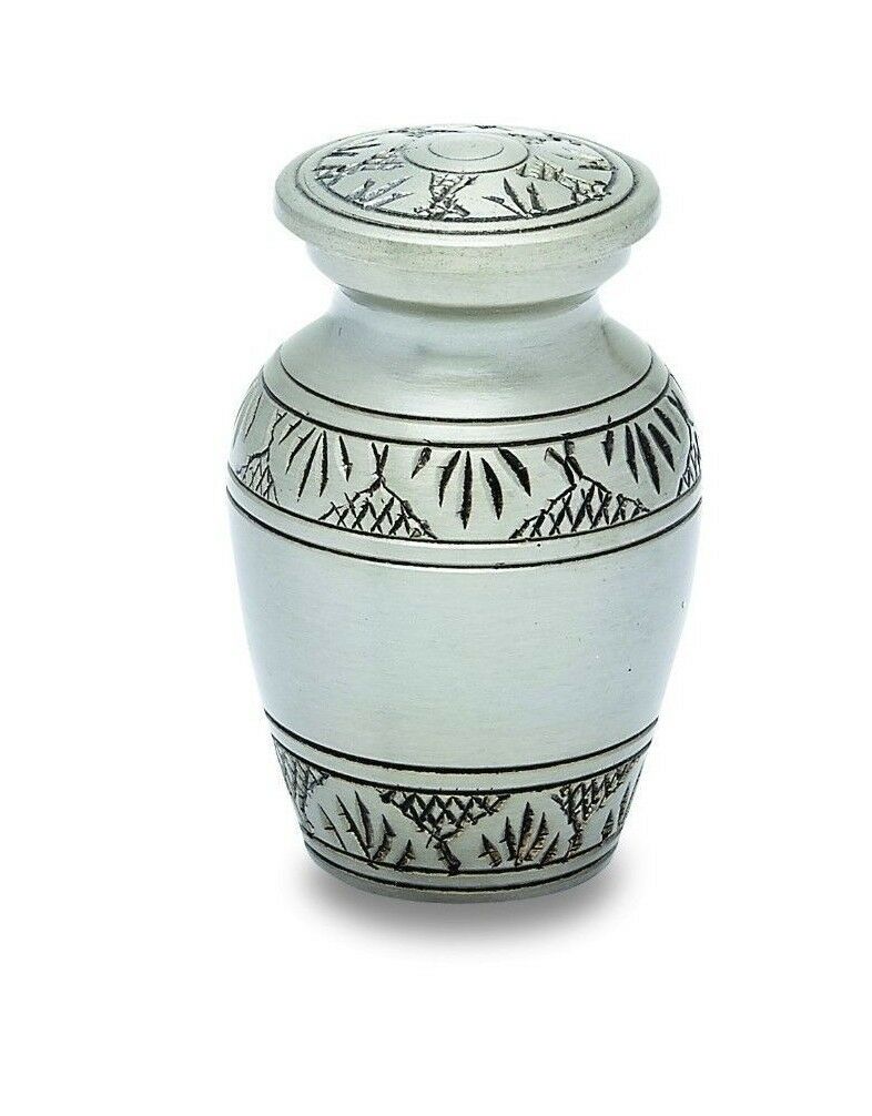 Dignity Pewter Color Keepsake Funeral Cremation Urn For Ashes, 3 Cubic Inches