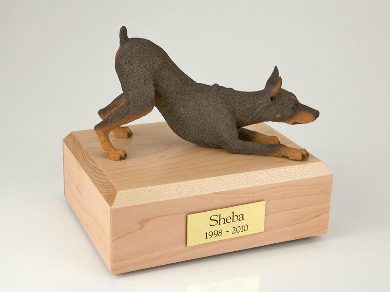 Doberman Red Pet Funeral Cremation Urn Avail. in 3 Different Colors & 4 Sizes