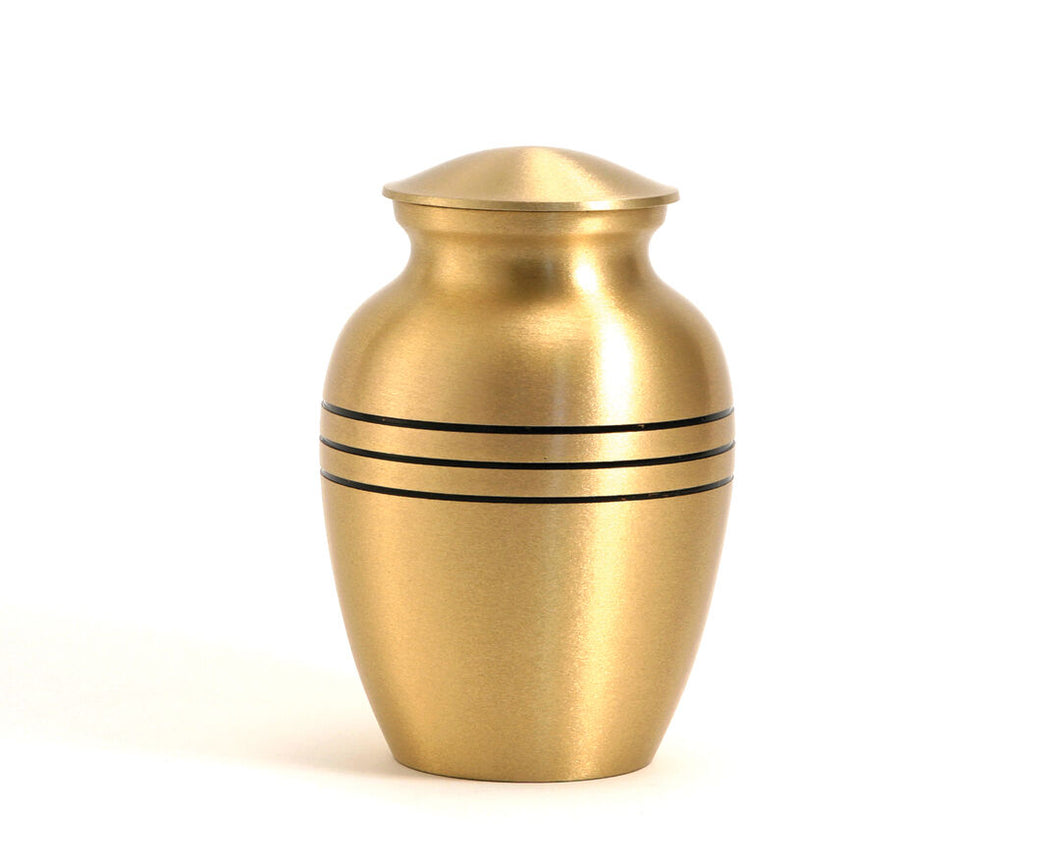 New, Solid Brass Classic Bronze Child/Pet Cremation Urn, 70 Cubic Inches
