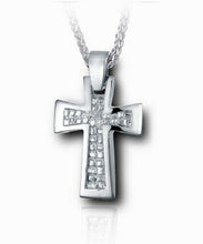 Load image into Gallery viewer, Sterling Silver Nugget Cross Funeral Cremation Urn Pendant for Ashes with Chain
