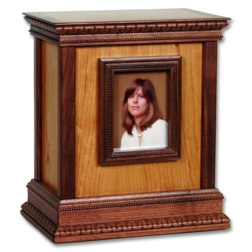 Large/Adult 225 Cubic Inch Classic Cherry Framed Handcrafted Wood Cremation Urn