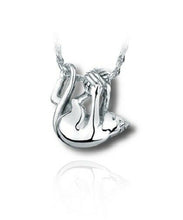 Load image into Gallery viewer, Sterling Silver Kitten &amp; Yarn Cremation Urn Pendant for Ashes w/Chain
